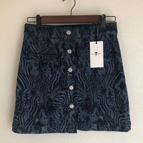 NWT 7 For All Mankind Jean Zebra Print Skirt -27 - Picture 3 of 10